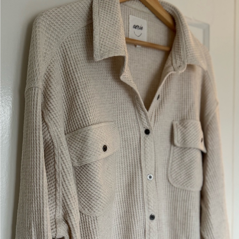 aerie |  Neutral Cream Waffle Knit Sweater